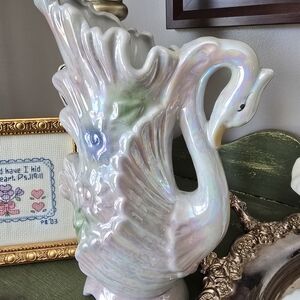 Elegant Iridescent Swan Vase